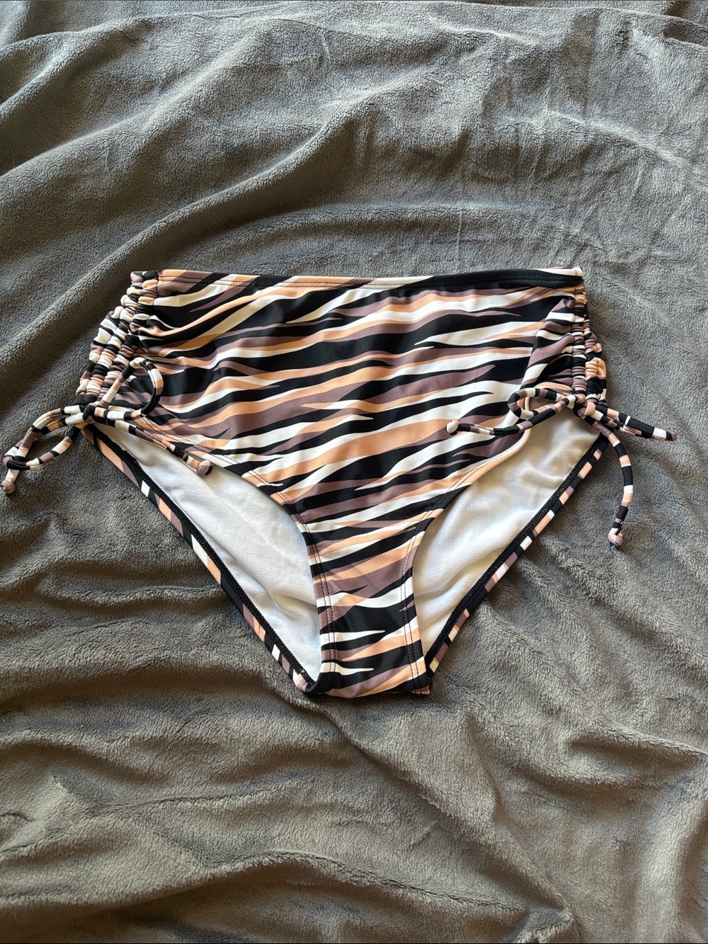 Salt + Cove Black White & Peachy Cream Zebra High-Waist Bikini Bottoms